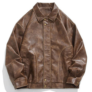 Mens Vintage Oversized Leather Jacket Motorcycle Leather Jackets Casual Jacket Bikers Winter Coat Custom Pattern Bomber Varsity - Product Image 6