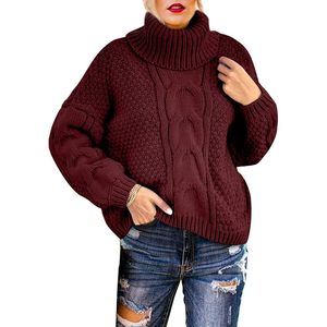 Autumn Winter Women's Cross-border Pure Color Large Size Loose Knit Cotton Cotton <b>Top</b> <b>Coat</b> Long Sleeve Pullover Sweater Women - Product Image 2