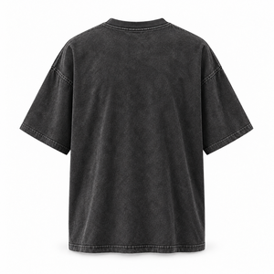 เสื้อยืดแขนสั้นสีดำทรงโอเวอร์ไซส์สำหรับผู้ชาย ผ้าฝ้าย 100% ล้างสีแบบแอซิด สไตล์ลำลอง สตรีทแวร์ คอกลม ไม่มีลาย เป็นมิตรต่อสิ่งแวดล้อม - Product Image 2