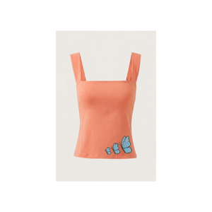 Haut jaune à col halter avec broderie nautique, motif ancre et voilier sur le devant, en coton respirant, pour le printemps/été, usage quotidien - Product Image 2