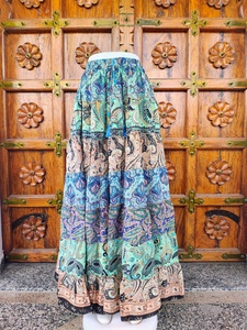 Floor-Length Satin Silk Bohemian Eco-Friendly Breathable High <b>Elastic</b> Patchwork Print Multi Color ODM Summer Wear Comfortable - Product Image 2