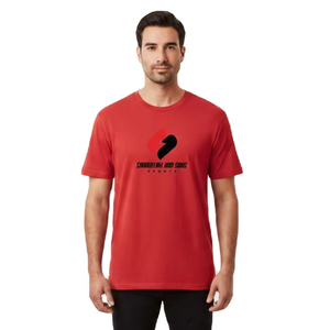 T-shirt en coton pour homme, col rond, manches courtes, décontracté, rouge, respirant, été, personnalisable avec logo, vente en gros - Product Image 2