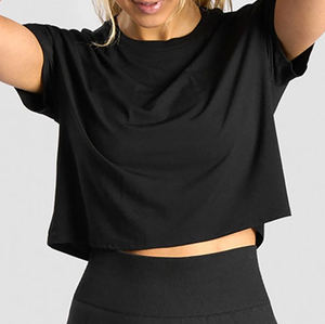 Custom Blank Plain <b>Cropped</b> Logo Tee Cotton Women's T-shirts Fitness Fit T Shirts Ladies Bodycon Crop <b>Tops</b> T shirt for Women - Product Image 4