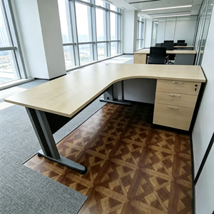 Modern Durable L-Shape Conference <b>Table</b> with Metal Legs and Storage Drawer for Commercial <b>Office</b> Use - Product Image 1