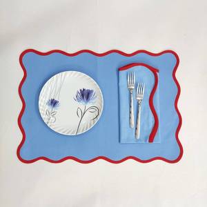 Table mat Scallop <b>Placemats</b> and Napkins light blue ,Table Linens Piping Napkins fathers day giftwashable rustic kitchen decor - Product Image 1