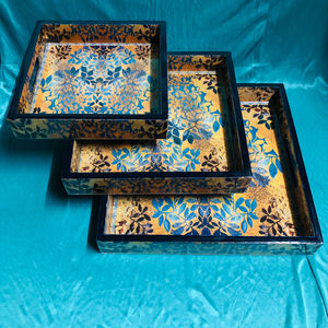 Plateau de service en bois imprimé au design moderne Plateaux de rangement décoratifs pour le petit-déjeuner à bon prix - Product Image 3