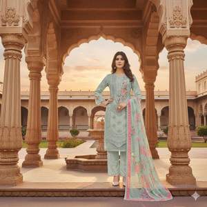 ชุดปากีสถานผ้าจอร์เจตต์ฟ็อกซ์เนื้อหนาแบบใหม่ พร้อมงานปักเลื่อมและคริสตัลแบบ Khatli สำหรับสุภาพสตรีสวมใส่ในชีวิตประจำวัน - Product Image 4