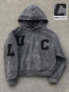 Sweat-shirt oversize délavé pour homme, style streetwear décontracté, vêtement de sport, tissu épais, pull à capuche pour l'hiver - Product Image 2