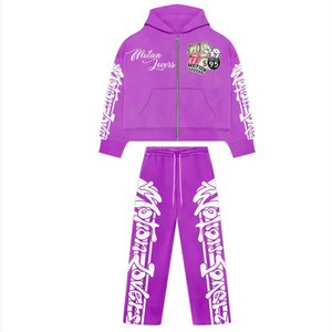 Ensemble de survêtement à capuche personnalisé brodé 100% coton, deux pièces, vêtements de sport, OEM, marque privée - Product Image 1