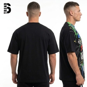 2026 Trendy Men's Regular Fit T-<b>shirt</b> Heavyweight Cotton Fleece Plaid Pattern Abstract Colorful Streetwear Tee <b>Y2k</b> Hip Hop Front - Product Image 2