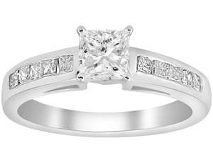 Bague de fiançailles en diamant de laboratoire taille princesse de 1,24 ct avec or blanc 14 carats - Product Image 2