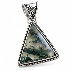 Charmes en argent de qualité supérieure, pierre d'agate de mousse naturelle en forme de goutte, bijoux de mariage pour femmes, fournisseur en gros, original - Product Image 1