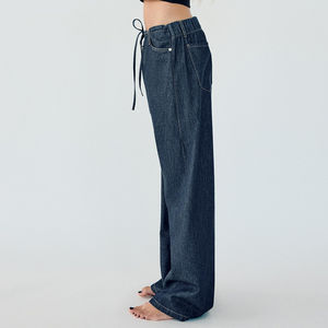 Jeans de Cintura Alta para Mujer, Casuales, de Invierno, Color Sólido, 100% Algodón, Elásticos, Transpirables, al por Mayor y Personalizados - Product Image 3