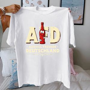 เสื้อยืดผู้หญิงผ้าคอตตอนแท้ใส่สบายมีตัวอักษร AFD แนววินเทจ - Product Image 1