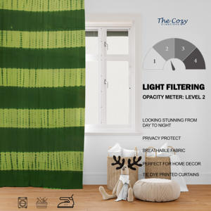 Rideau Moderne Imprimé Tie-Dye en Coton, Panneau Décoratif pour Fenêtre, Idéal pour Chambre d'Hôtes, Hôtel, Café - Vente en Gros Fabricant Inde - Product Image 6
