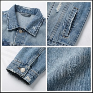 Chaquetas vaqueras de alta calidad para hombre, recién llegadas, abrigos personalizados al por mayor, chaqueta vaquera de patrón sólido con logotipo frontal para invierno - Product Image 4