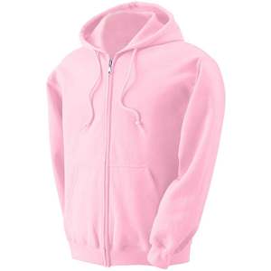 Unisex <b>Pink</b> Full Zip Hoodie Regular Fit Fleece Cotton Solid Color Casual Hooded <b>Sweatshirt</b> with Pocket Autumn Wear - Product Image 1