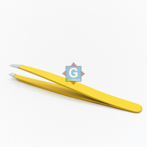 Pince à épiler en acier inoxydable à pointe inclinée de haute qualité pour une extension de cils parfaite et l'élimination des poils des sourcils - Product Image 1