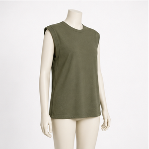 Camisa de algodón para mujer con manga casquillo, corte holgado y cuello redondo - Product Image 2