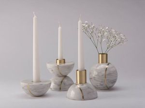 Modern Gold Multi Arm <b>Candelabra</b> With Green Marble Base Elegant Dual Taper Candle Holder For Luxury Tabletop Decor - Product Image 5