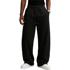 <b>Men's</b> <b>Black</b> Cotton Sweatpants Elastic Waist Drawstring Side Pockets Casual Loose Fit Autumn Wear - Product Image 4