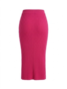 Falda Midi de Punto de Cintura Alta para Mujer, Otoño-Invierno, Elegante con Detalle de Botones, Falda Lápiz con Abertura, Casual, Lisa y Acanalada, con Estilo - Product Image 3