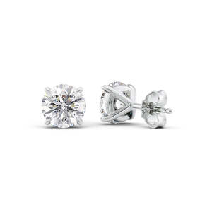 Round Brilliant Cut Moissanite <b>Stud</b> Earrings Rhodium Plated 925 <b>Silver</b> Prong Setting Classic Unisex Engagement Jewelry - Product Image 1