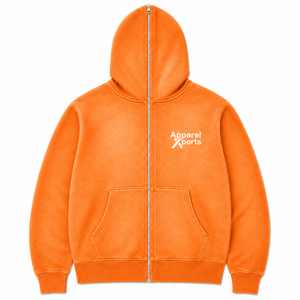 Custom Sun Fade Full Zip Hoodie Heavyweight Cotton Fleece Vintage Washed Streetwear Zip Up Hoodie - Product Image 3