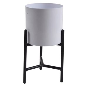 Attractive Iron Round Planter with Foldable White <b>Stand</b> & White Colour Standard Quality Metal Flower <b>Pots</b> Planters - Product Image 2