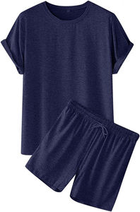 Conjuntos Deportivos de Verano para Mujer, con Logotipo Personalizado, de Algodón, Camiseta y Pantalones Cortos, 2 Piezas - Product Image 2