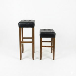 Ensemble de 2 tabourets de bar et de comptoir en cuir PU, ensemble de tabourets capitonnés en cuir PU, ensemble de tabourets rembourrés en PU avec structure en bois massif, hauteur bar et comptoir - Product Image 1