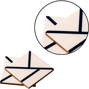 Custom Marble Epoxy Resin <b>Coaster</b> <b>Set</b> with Metal Holder Heat Resistant Coffee Tea Drink <b>Coasters</b> OEM ODM - Product Image 4