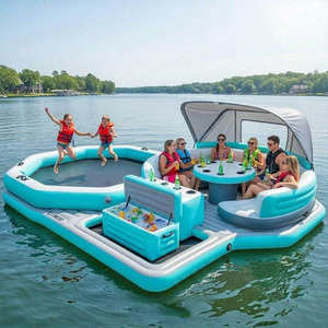 Bateau flottant gonflable en PVC, plateforme de fête portable avec trampoline intégré pour utilisation en parc aquatique, capacité >10 personnes - Product Image 5