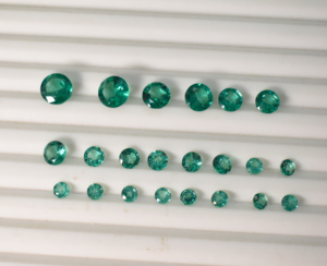 Esmeraldas de Zambia auténticas, sueltas, facetadas, de laboratorio, redondas, de 3 mm, 4 mm, 5 mm, 6 mm, 7 mm, 8 mm, de color verde intenso. - Product Image 1