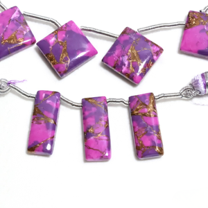 Turquoise Cuivrée Naturelle |   Pierre turquoise percée sur le côté |   15-20 mm |   Jeu de couleurs |   Fabrication de colliers et de boucles d'oreilles |   Artisanat de bijoux - Product Image 3