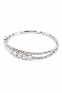 925 Sterling Silver Moissanite <b>Bangle</b> <b>Bracelet</b> For Women| Prong Setting |Octagon Square Round Gemstone| Dainty Jewelry Wholesale - Product Image 2