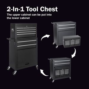 8-Drawer <b>Rolling</b> <b>Tool</b> Chest Detachable 2-in-1 Top <b>Tool</b> Box Liner Lockable Wheels & Side Hooks with Storage Lock - Product Image 2