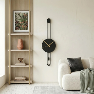 Geometric Metal Wall <b>Clock</b>: Pendulum Design (Matte, Ready to Hang - Product Image 3