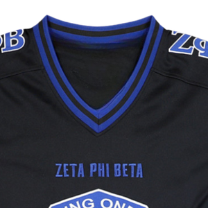 Maillot de football Zeta Phi Beta Centennial pour femme, noir et bleu, ZPB 1920 2020, anniversaire, col en V, maillot de sororité - Product Image 5