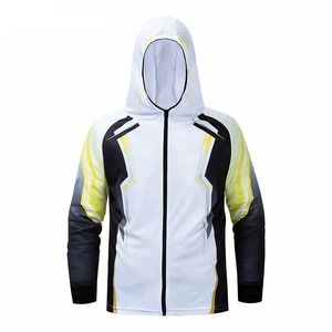 Chaqueta de Pesca con Capucha Blanca para Hombre con Estampado de Tiburón UPF 50 Protección Anti UV Cierre de Cremallera Ropa para Exteriores - Product Image 3