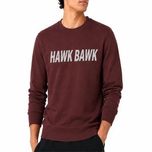 Sweat-shirt à manches longues pour homme, col rond, pour un confort quotidien, pull bordeaux foncé pour un style décontracté de week-end - Product Image 1