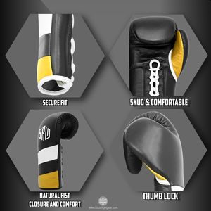 Guantes de Boxeo Profesionales con Cordones, de Cuero Genuino, para Entrenamiento de Sparring, MMA, Muay Thai y Kickboxing - Product Image 5