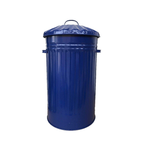 Poubelle moderne en métal bleu, best-seller, avec couvercle et poignées, qualité supérieure, en acier, pour intérieur et extérieur, bon prix - Product Image 1