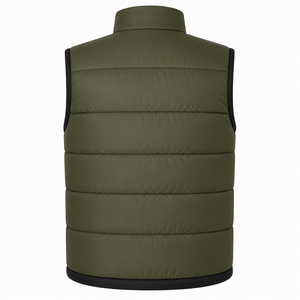 Custom Logo <b>Mens</b> Bubble Vest Stand Collar Full Zipper Two Tone Padded Outerwear <b>Jacket</b> Welt Pockets Custom Contrast Puffer Vest - Product Image 2