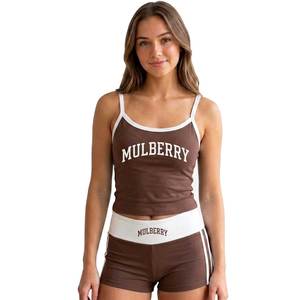 Alaska Two-Piece Sport Set Women's Sleeveless Crop Top With Shorts Blue White Mountain Print Breathable Knitted Wear - Product Image 5