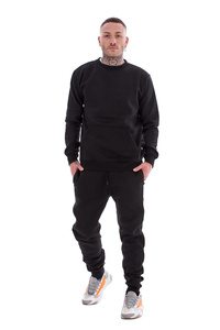 Ensemble de survêtement en molleton gris uni pour homme avec capuche et cordon de serrage, sweat-shirt à manches longues et pantalon avec poches latérales, coupe classique, décontracté, hiver - Product Image 2