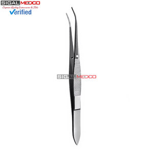 Pinzas Iris Eye para tejido de 4 pulgadas, semicurvas, dentadas, instrumento quirúrgico oftálmico de precisión, de acero inoxidable, reutilizables - Product Image 5