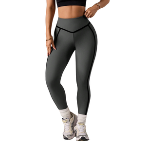 Leggings de yoga taille haute en spandex pour femme - Leggings de sport légers à blocs de couleur, contrôle du ventre, longueur intégrale pour le yoga et la gym - Product Image 1