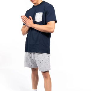Conjunto Casual de 2 Piezas para Hombre, Camiseta y Pantalones Cortos de Algodón con Estampado de Palmeras, Ropa de Verano, Cuello Redondo, Tejido Transpirable - Product Image 1