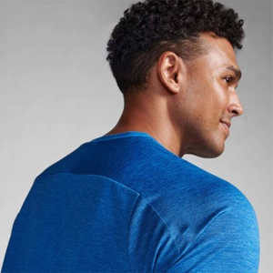 Men's Blue O-Neck Short Sleeve T-<b>Shirt</b> <b>100</b>% <b>Polyester</b> Jersey Regular Fit Solid Color Casual Style Breathable Knitted Fabric - Product Image 6
